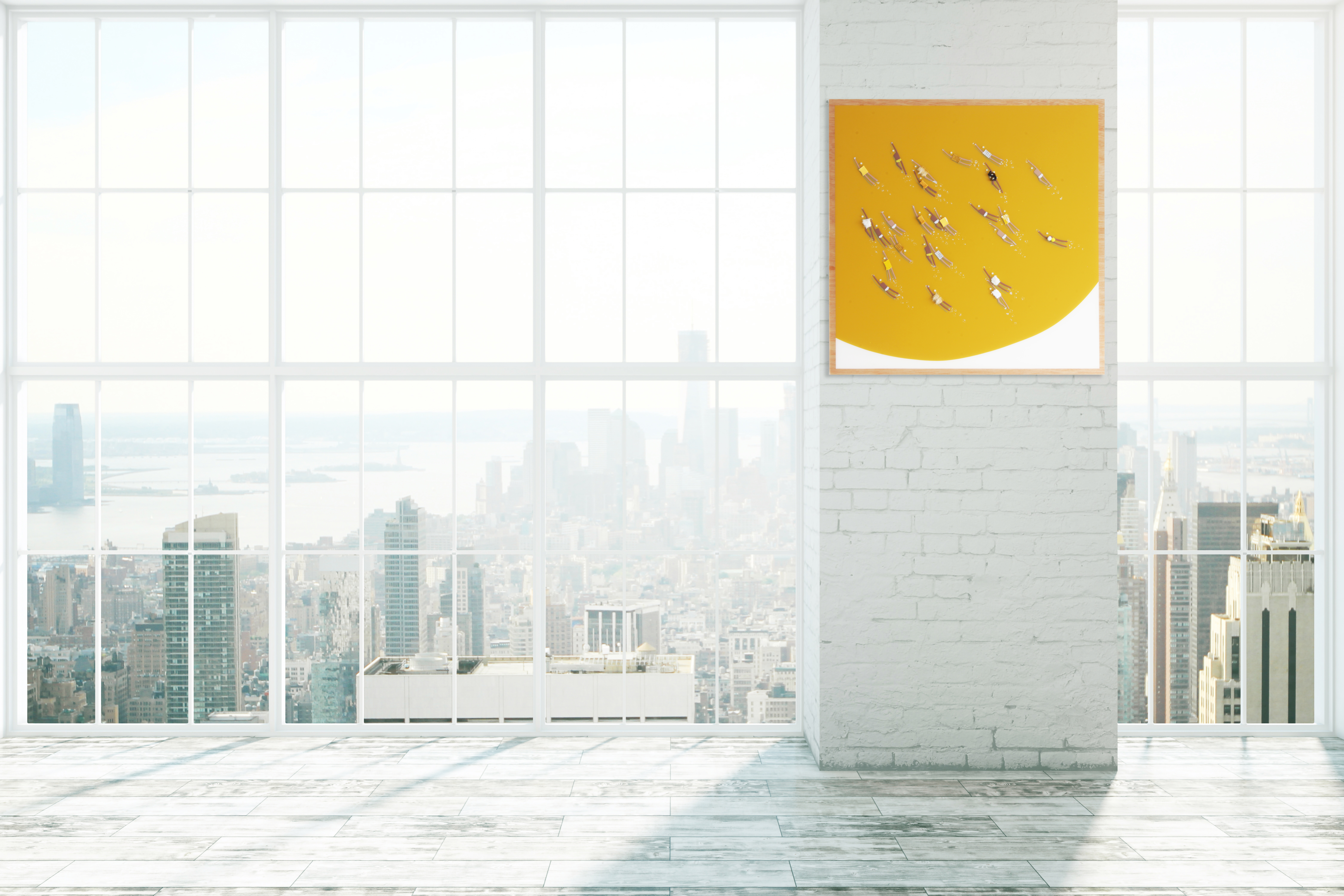 RUBEN ARTIST - Swimmers 113 - Swimmers Plage de Moutarde Coral Gleams Over Mustard Water Flow RUBEN ARTIST - Swimmers 113 - Swimmers Plage de Moutarde Coral Gleams Over Mustard Water Flow