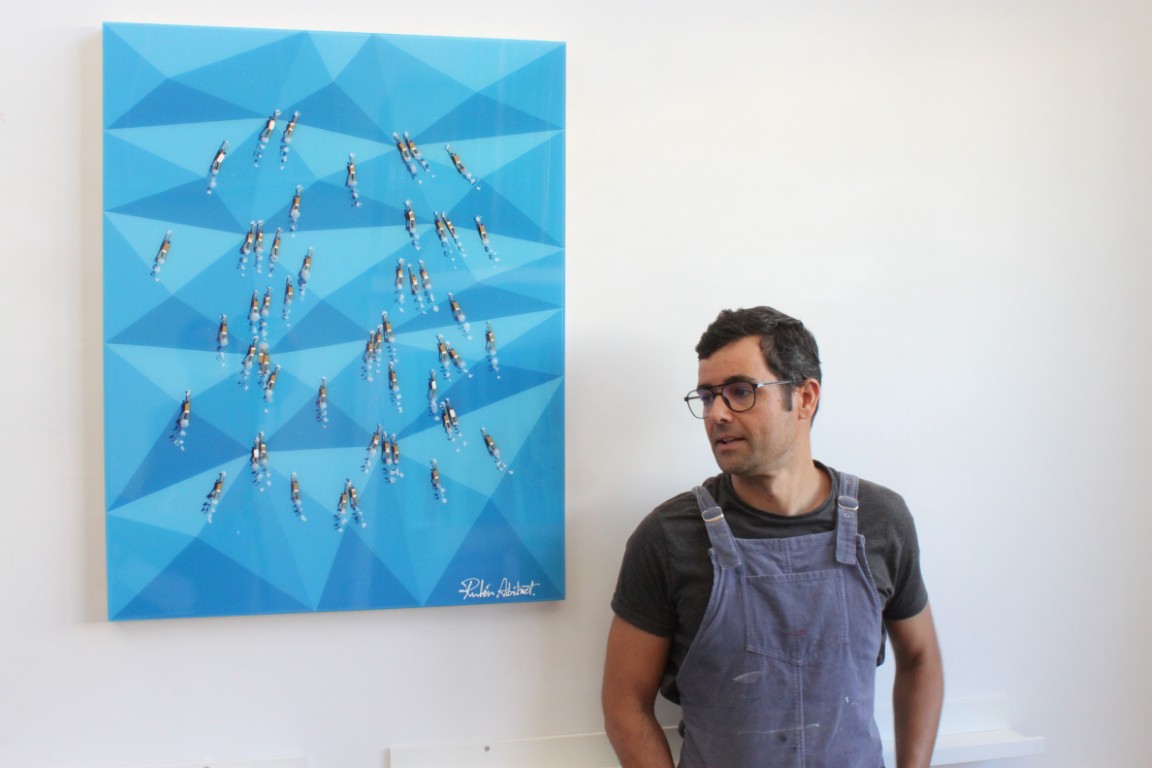 RUBEN ARTIST - Swimmers 822 - Swimmers Azure Triangles Abstract Sea Flow Mediana RUBEN ARTIST - Swimmers 822 - Swimmers Azure Triangles Abstract Sea Flow Mediana