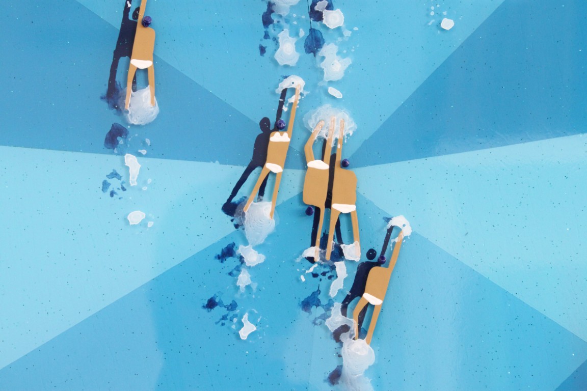 RUBEN ARTIST - Swimmers 822 - Swimmers Polygon Waves Blue Abstract Ocean Swimmers Mediana RUBEN ARTIST - Swimmers 822 - Swimmers Polygon Waves Blue Abstract Ocean Swimmers Mediana