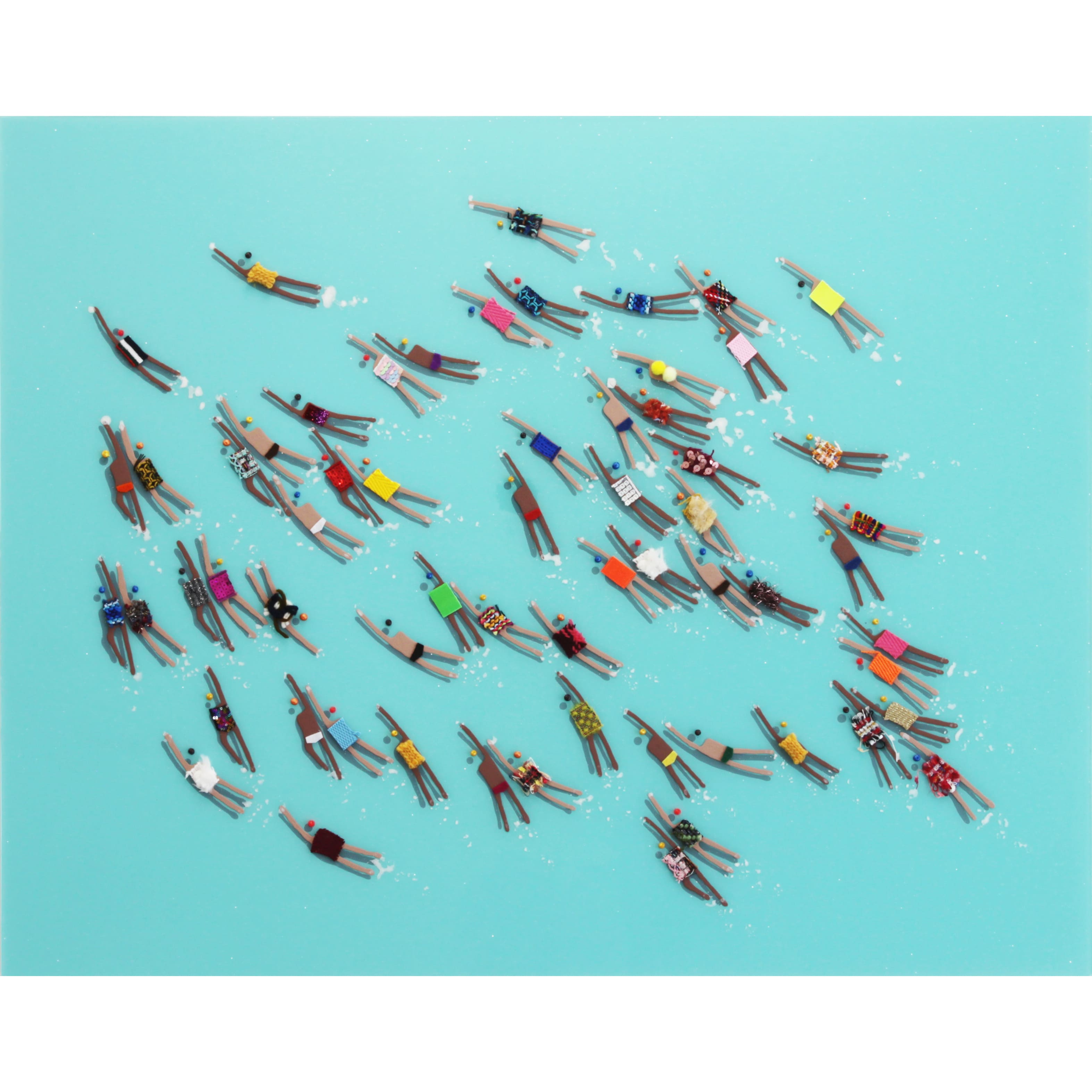 RUBEN ARTIST - Swimmers 174 - Swimmers Aquamarine Dreams of Unity floating together in Contemporary Artistic Seascape Vision