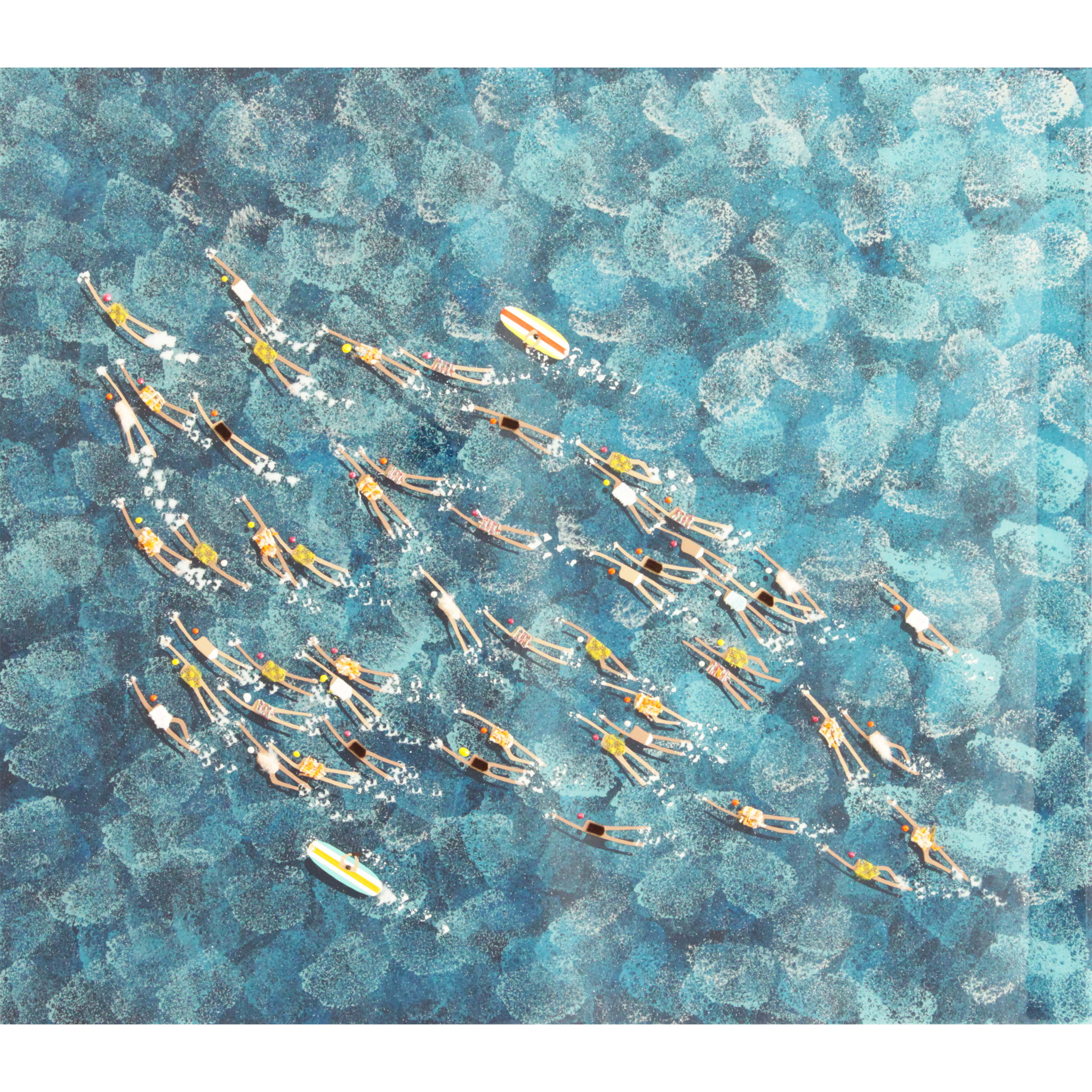 RUBEN ARTIST - Swimmers 159 - Swimmers Coral Whispers across Open Water Horizon