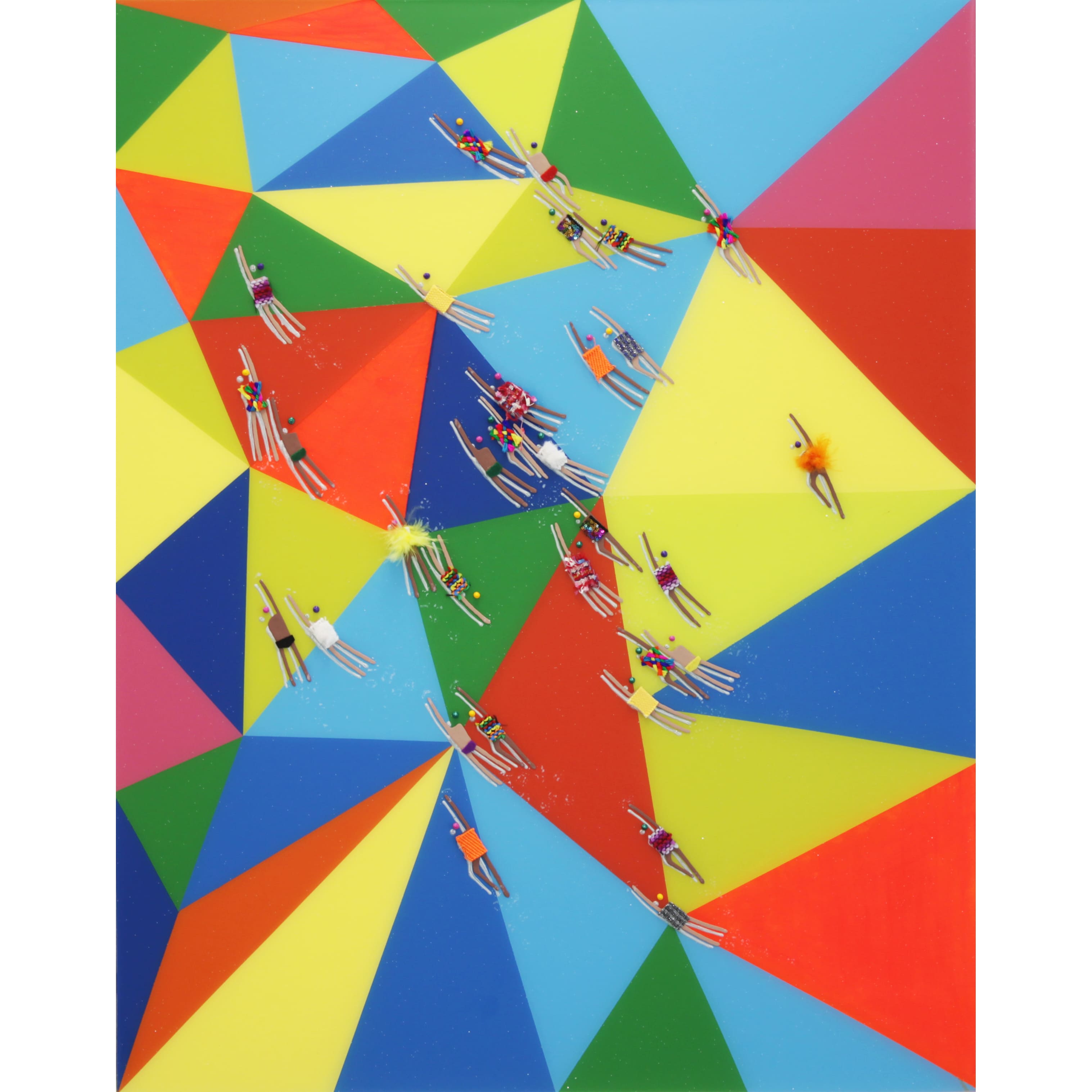 RUBEN ARTIST - Swimmers 473 - Swimmers Okuda Inspired Multicolor Sea Abstract Swimming Metaverse World