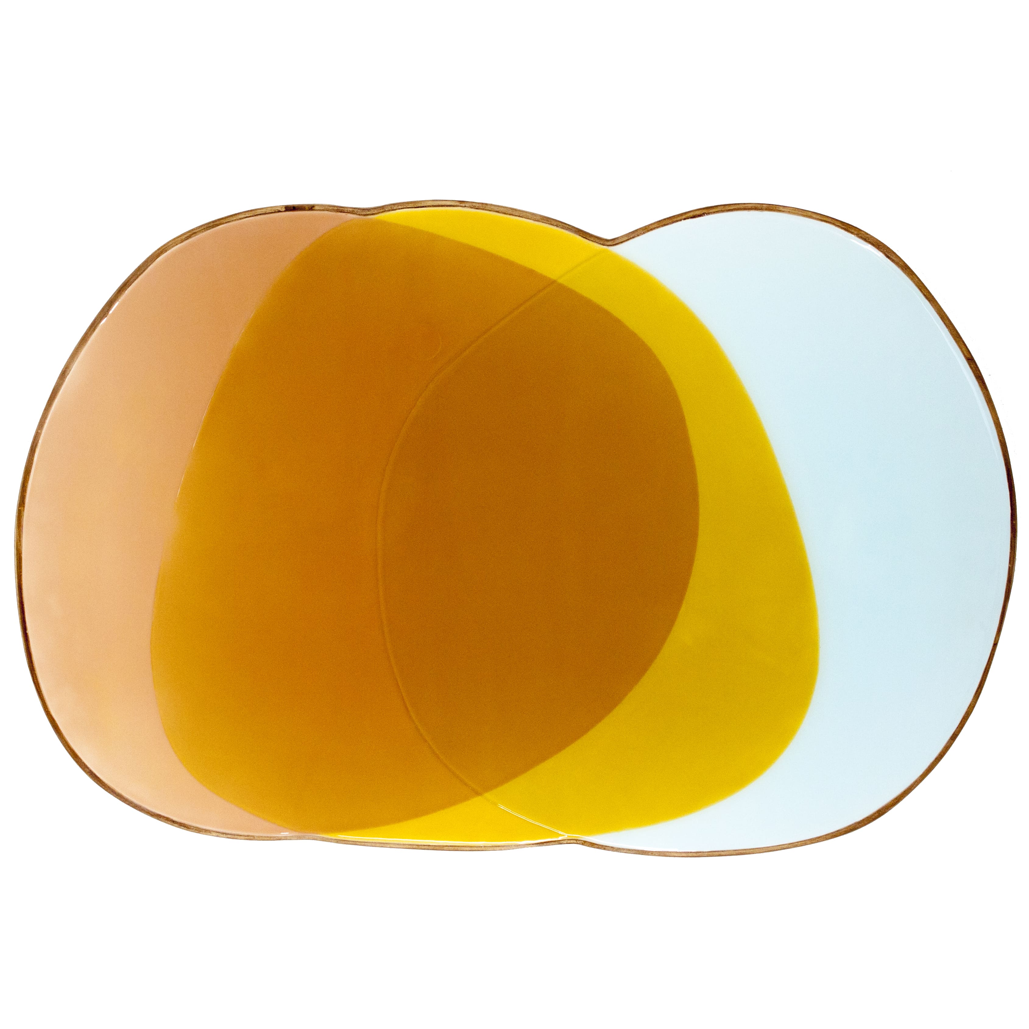 RUBEN ARTIST - Underwater 6337 - UnderWater Overlapping Forms in Amber Mustard and Blue