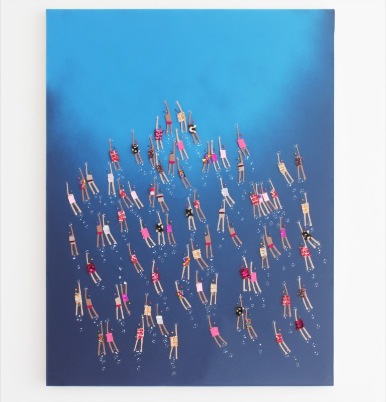 RUBEN ARTIST - Swimmers 542 - Swimmers Deep Blue Rising Current Pink Red Spectrum Abstract Flow Mediana RUBEN ARTIST - Swimmers 542 - Swimmers Deep Blue Rising Current Pink Red Spectrum Abstract Flow Mediana