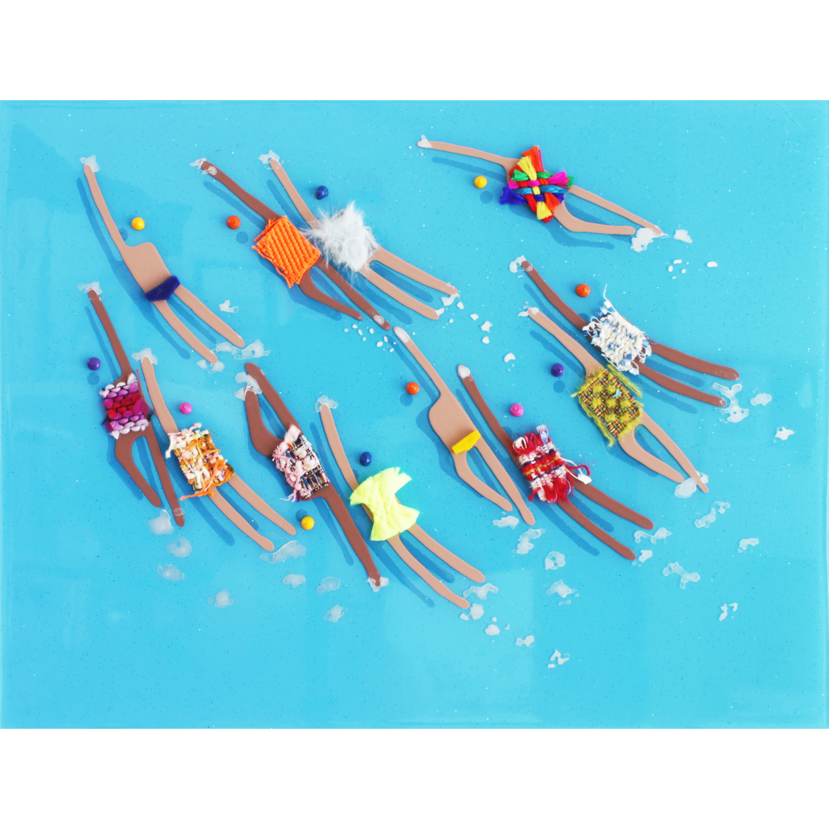 RUBEN ARTIST - Swimmers 924 - Swimmers Tropical Threads Colorful Textile Waves